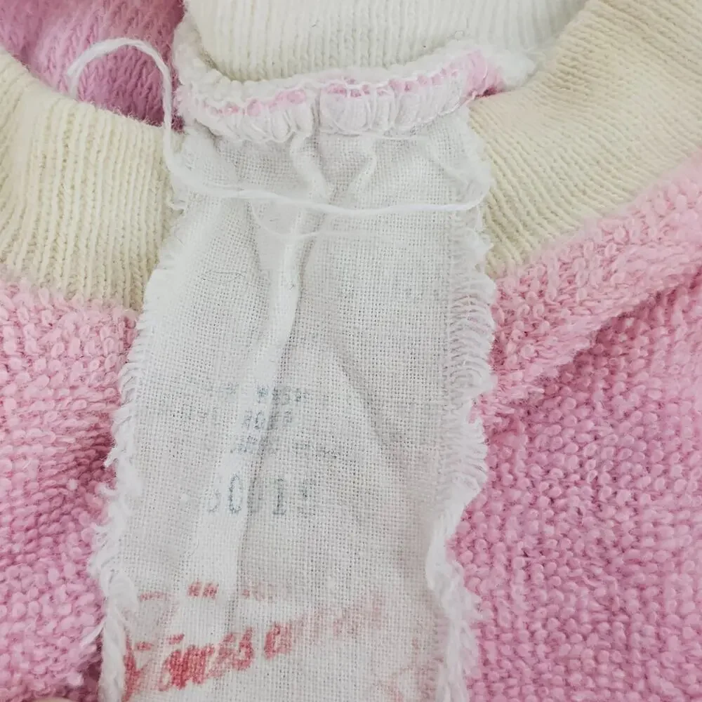Vintage 70's Pastel Pink & Bunny Terry Cloth Bubbler Romper Twin Girls 9 mo 4029